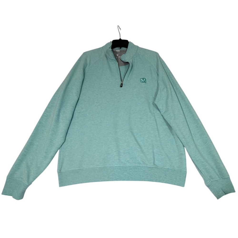 F&G Tech Mens‎ Quarter Zip Pullover Sweatshirt Light Blue Heathered  M Logo
